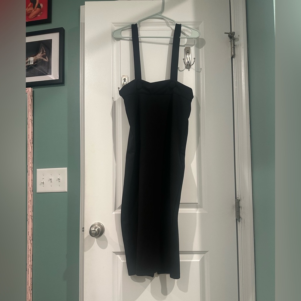 Elegant Black Pencil Skirt with Straps